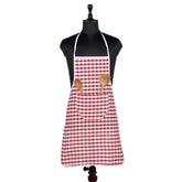 Kuber Industries Apron | Cotton Front Pocket Kitchen Apron | Check New Apron for Restaurent | Apron for Housewife | Chef Apron for Kitchen | Chef Bib Apron | Red